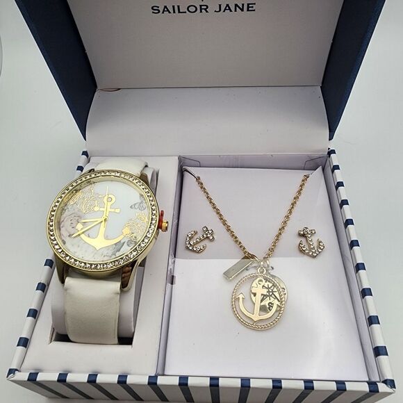 NIB Sailor Jane Anchor Watch, Necklace, & Earrings Set - Picture 2 of 3